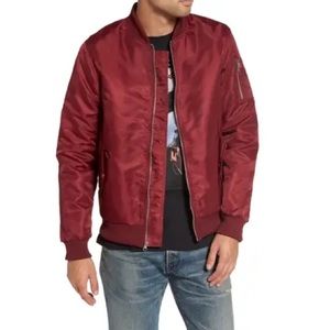 EUC The RAIL Nordstrom Men’s Nylon Bomber Jacket Retro Burgundy Size XL